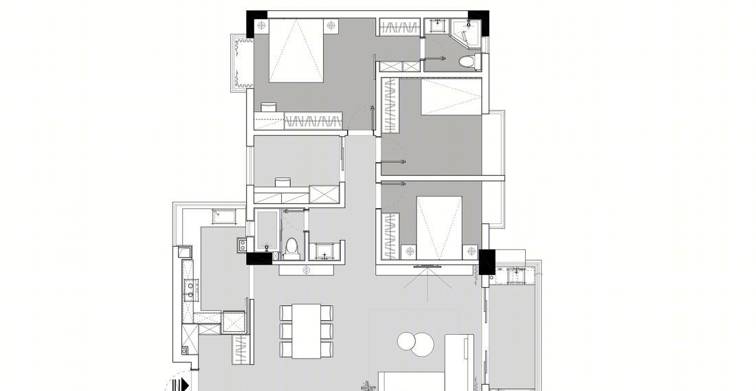 130m²五口之家留白设计-7