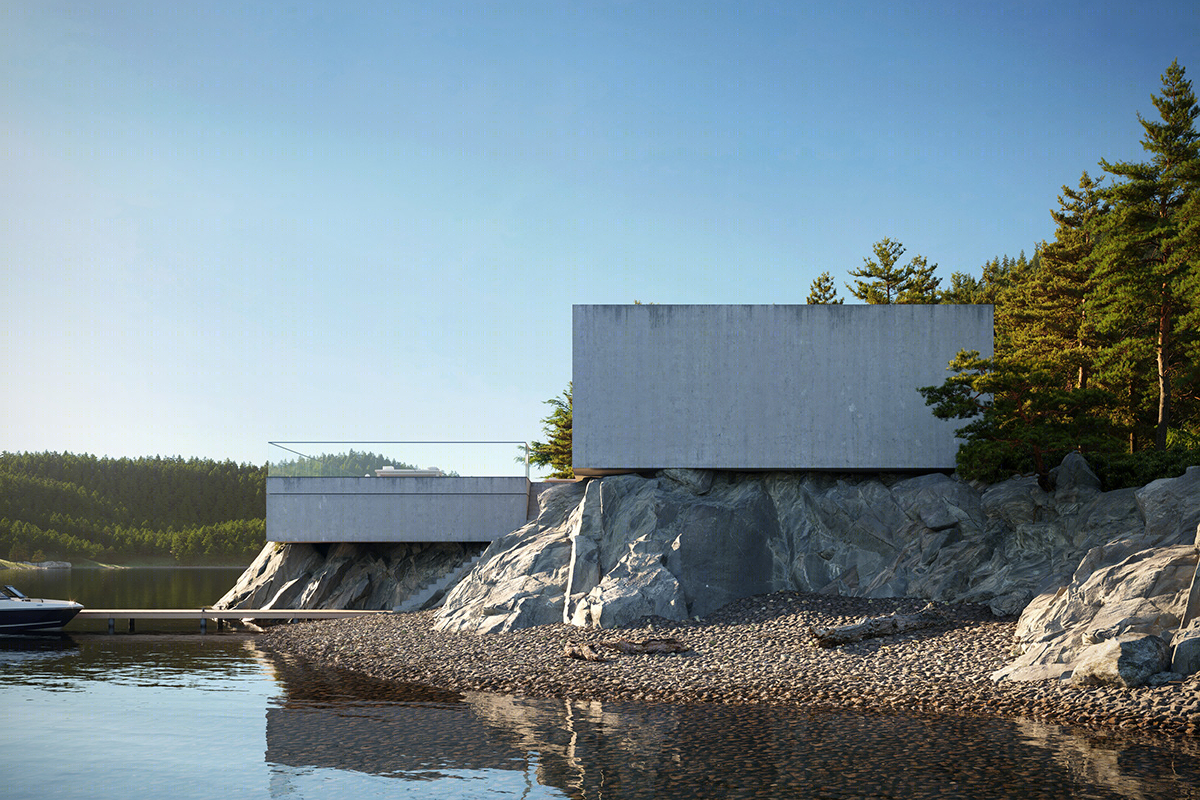 Scandinavia 自然海岸的混凝土建筑-9