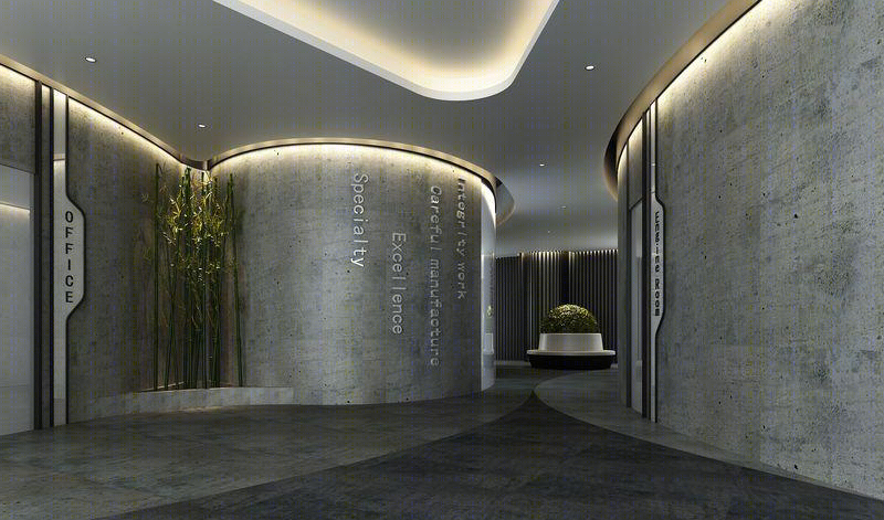 盐城龙发集团展厅极简黑白弧形设计-19