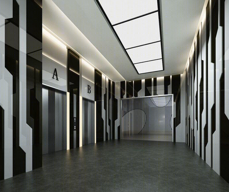 盐城龙发集团展厅极简黑白弧形设计-21