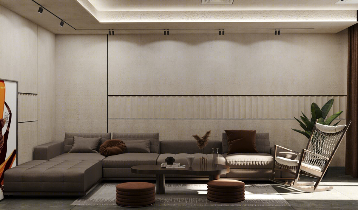 Anastasiya Gushchina丨平层丨Living room & kitchenette-2