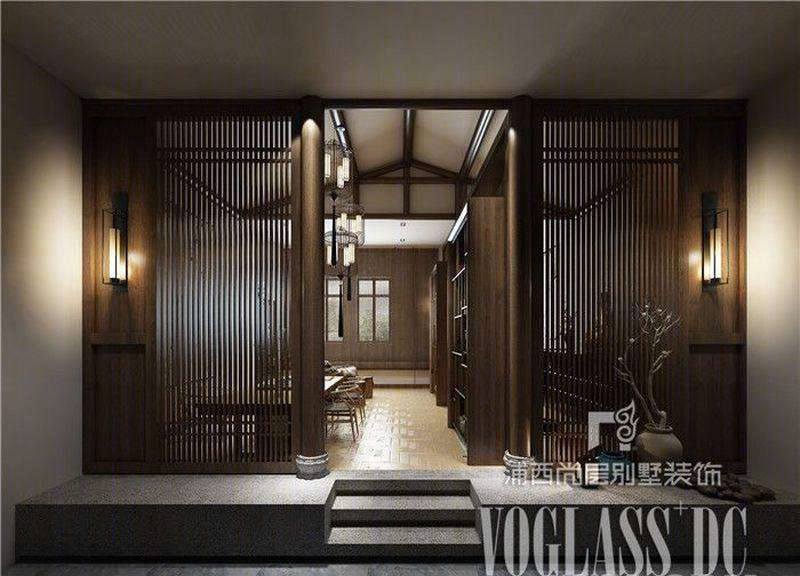 上海浦西尚层装饰丨别墅丨上海招商海廷现代中式 典雅棕色之美-17