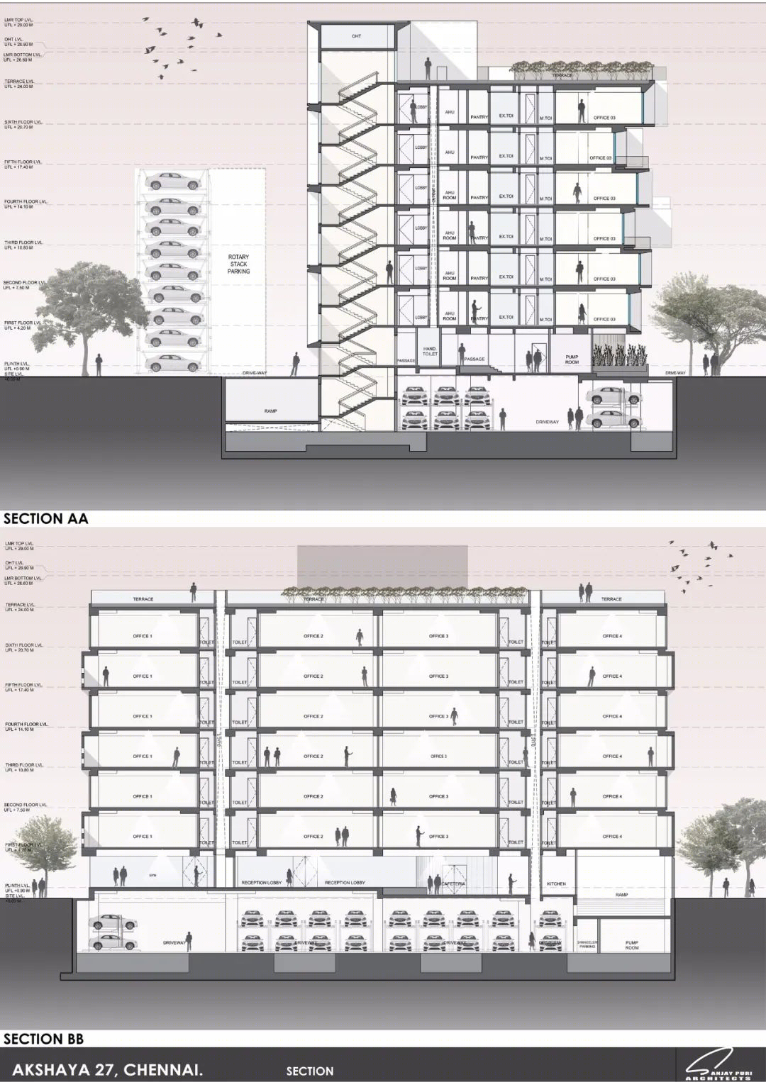 印度节能办公楼设计,悬挑长方体堆叠创造雕塑感-33