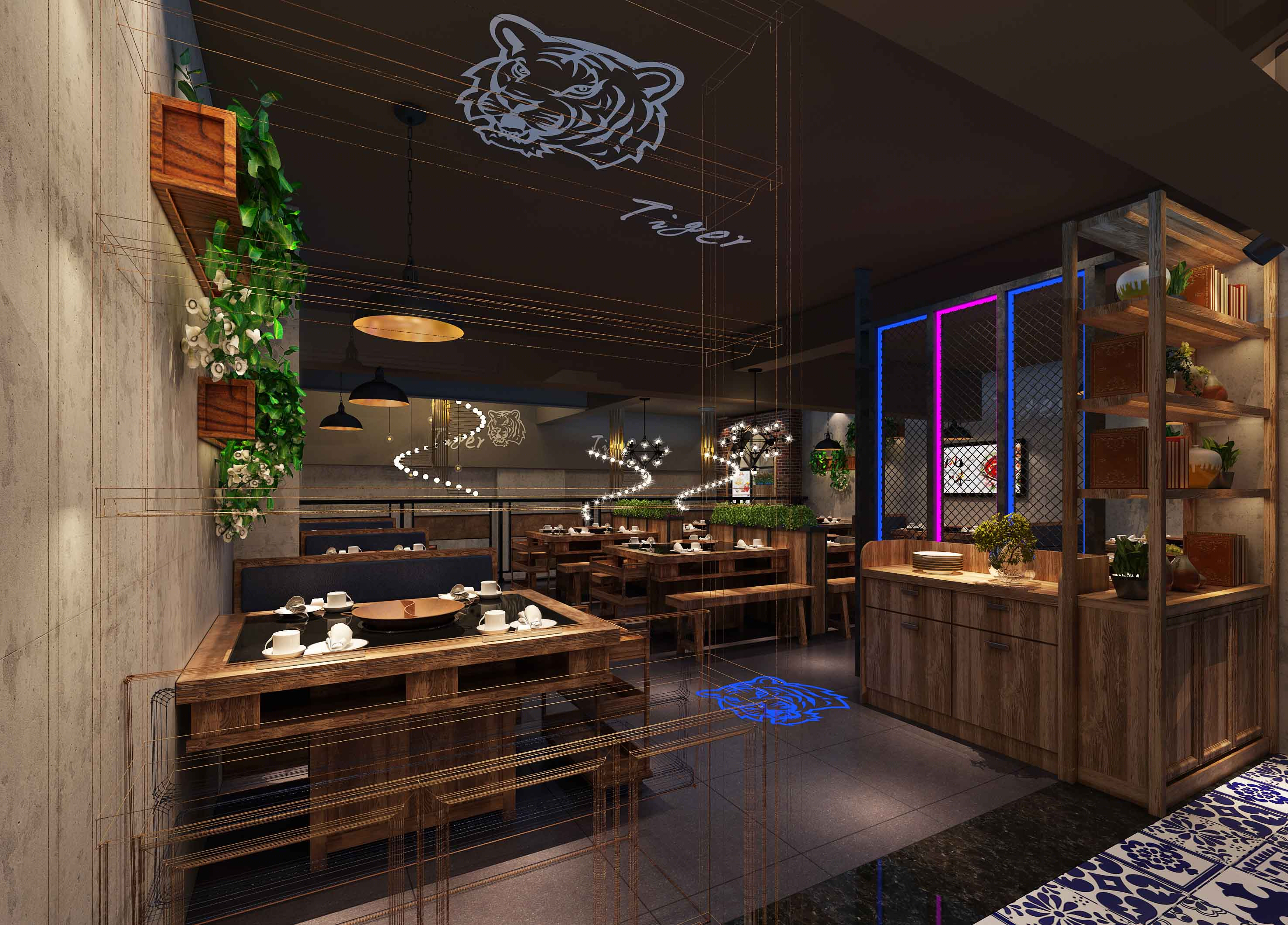 工业风火锅店-4