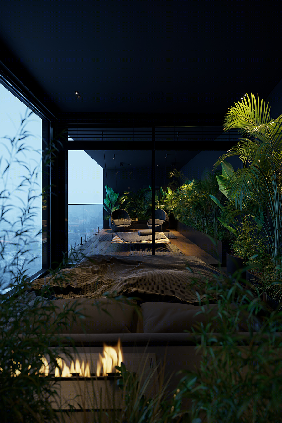 高级黑++自然绿家居空间设计丨Igor Sirotov Architects-48