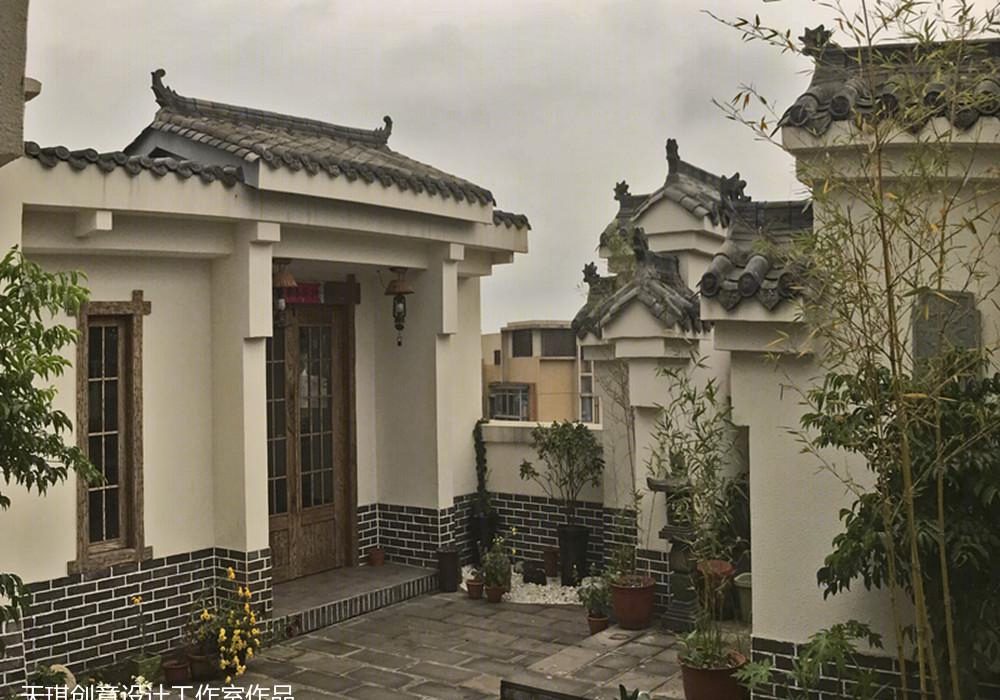 汉唐风雅致小院,原木绿植共融自然-2