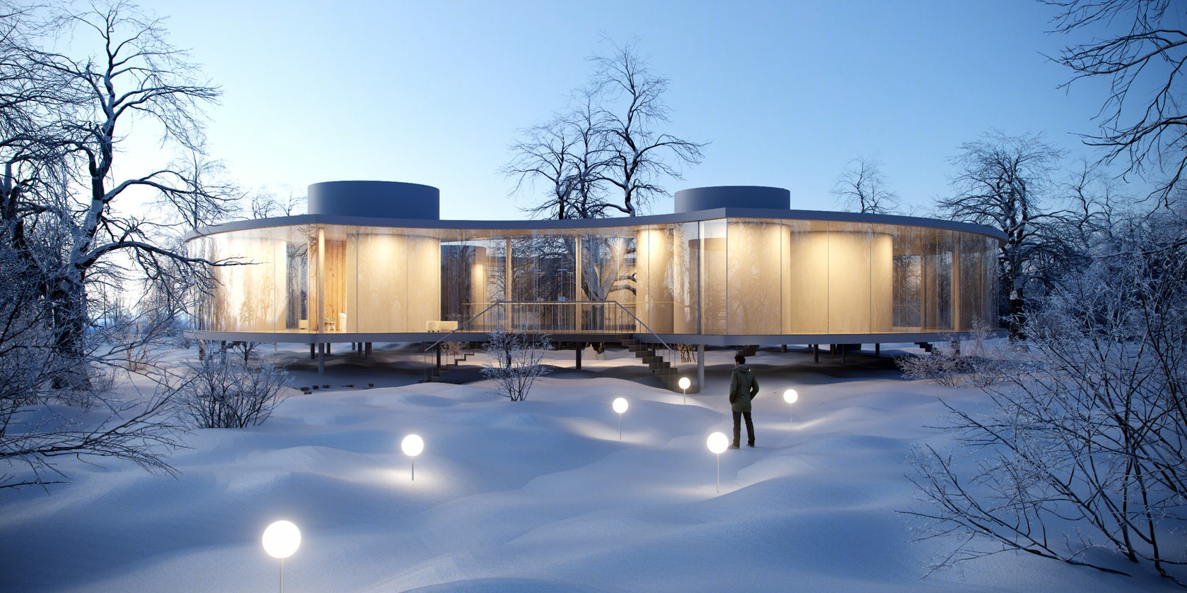 融入自然的圆形独立住宅-5