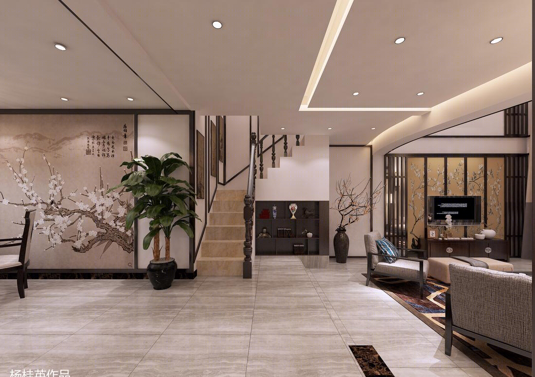 
中式客厅餐厅效果图 -3