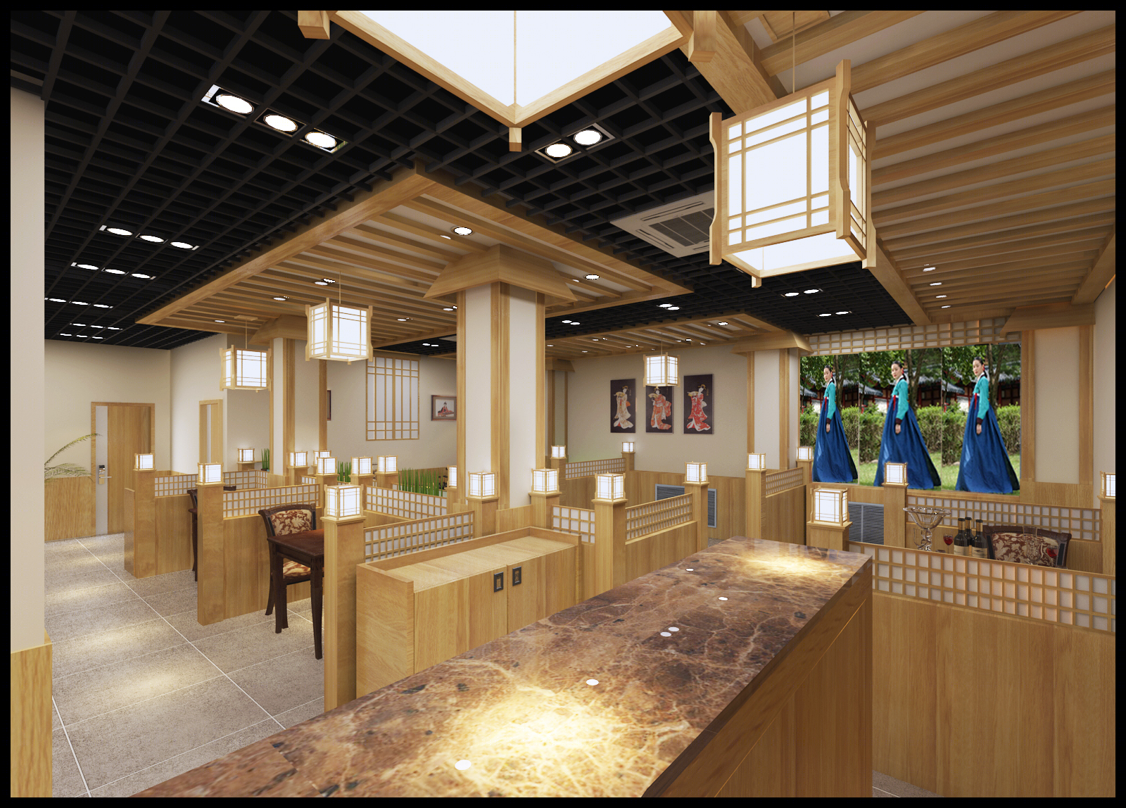哈尔滨韩国餐厅，200 平米空间设计展现精致美食文化-8