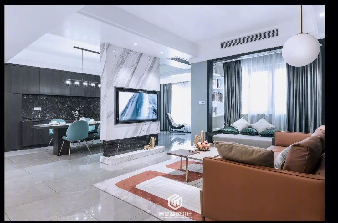 株洲 120㎡现代黑白灰家居，自由布局与橙色活力-20