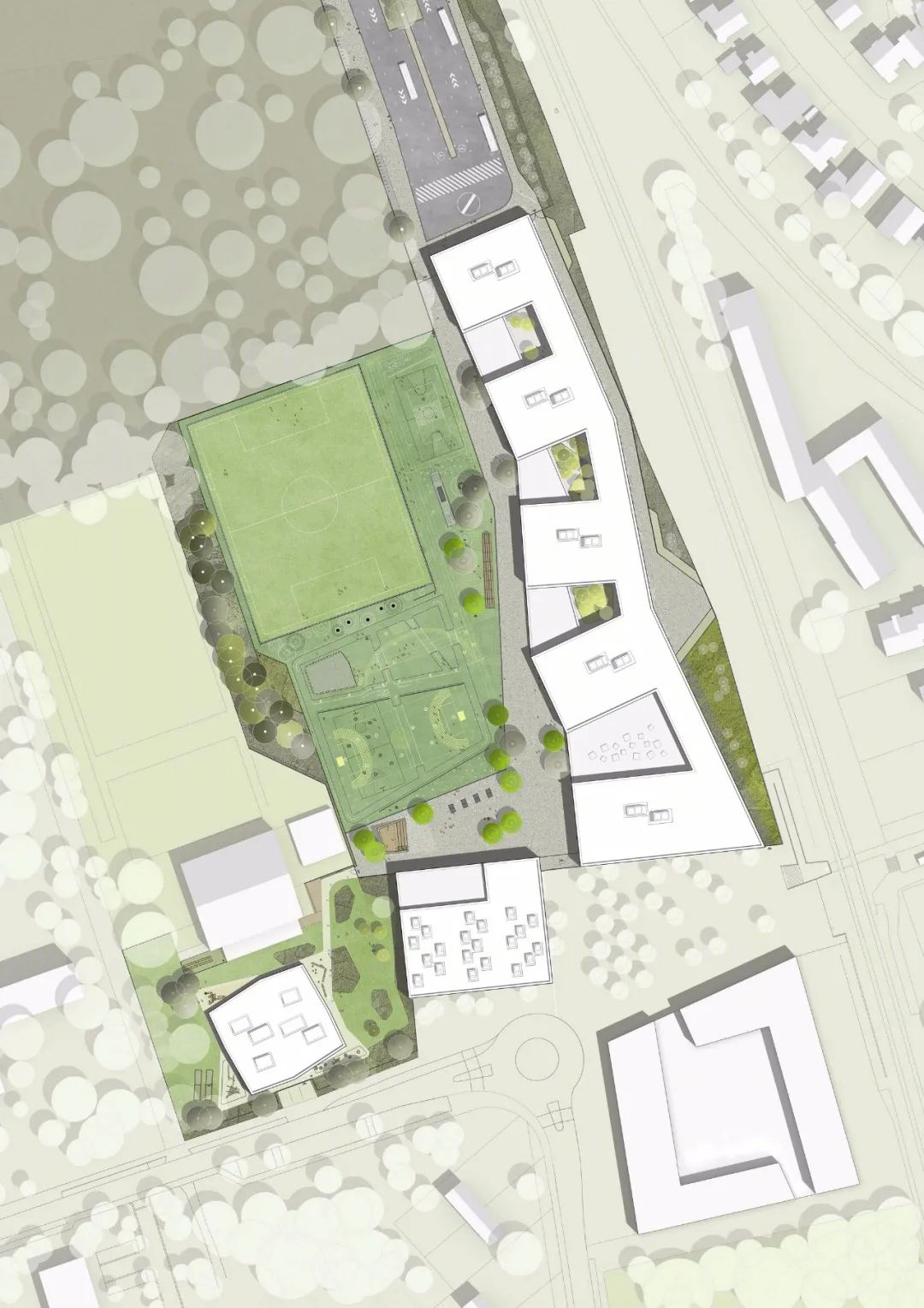 慕尼黑南站小学建筑群 | 五彩混凝土框架的雕塑立面-27