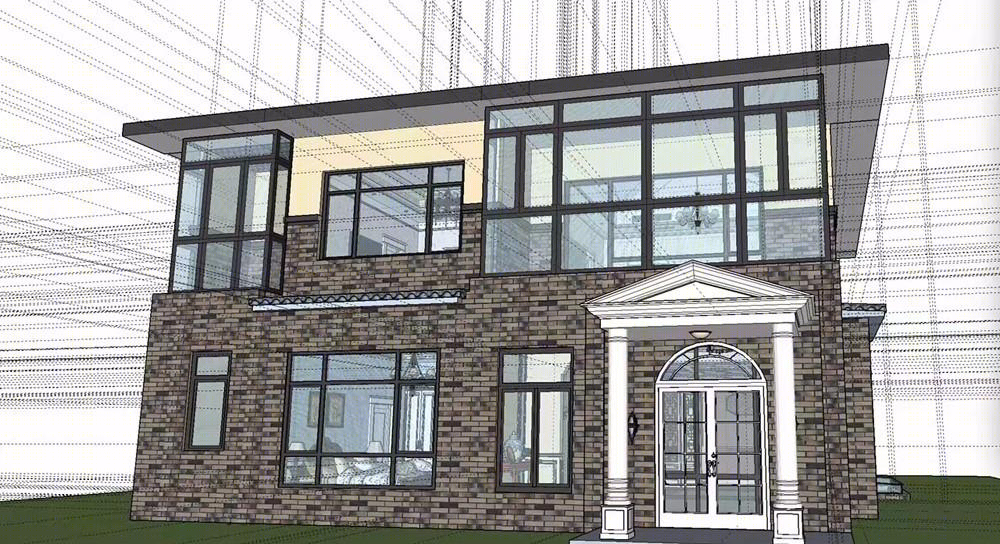 阅唐山水双拼别墅装修设计案例-1