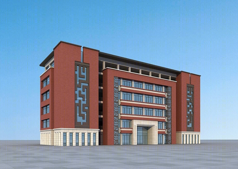 中式风格办公楼建筑外观设计案例效果图-4