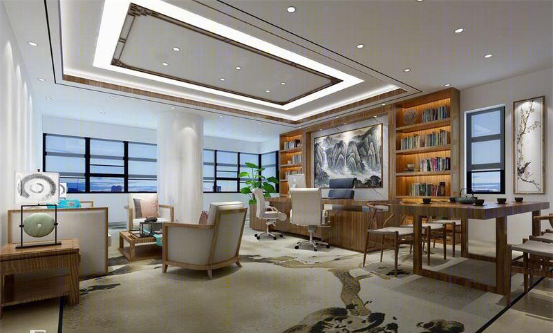 中汽租赁简约风办公室设计，绿色木色营造干练氛围-1