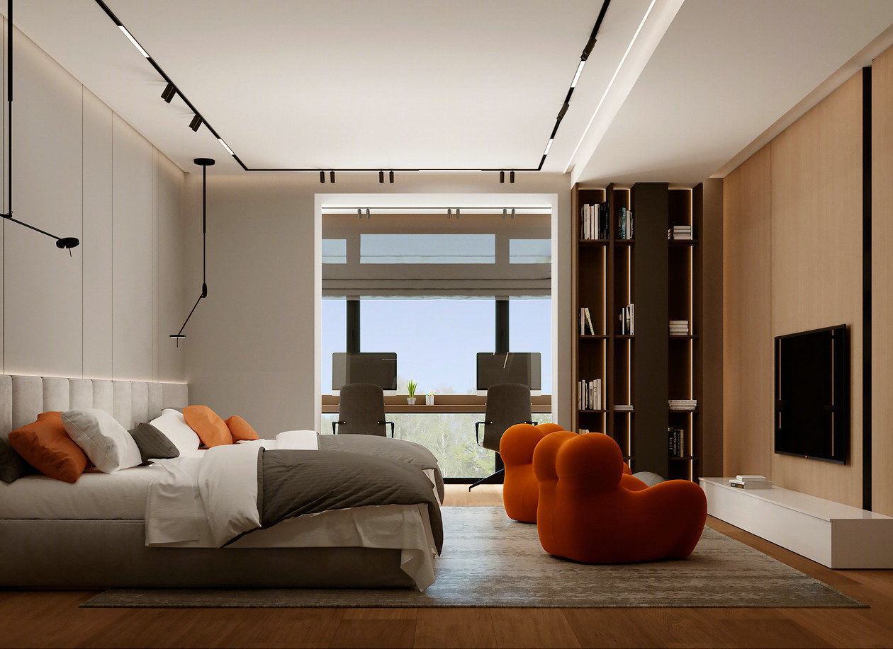 210㎡暖色系住宅设计 打造舒适慢生活-15