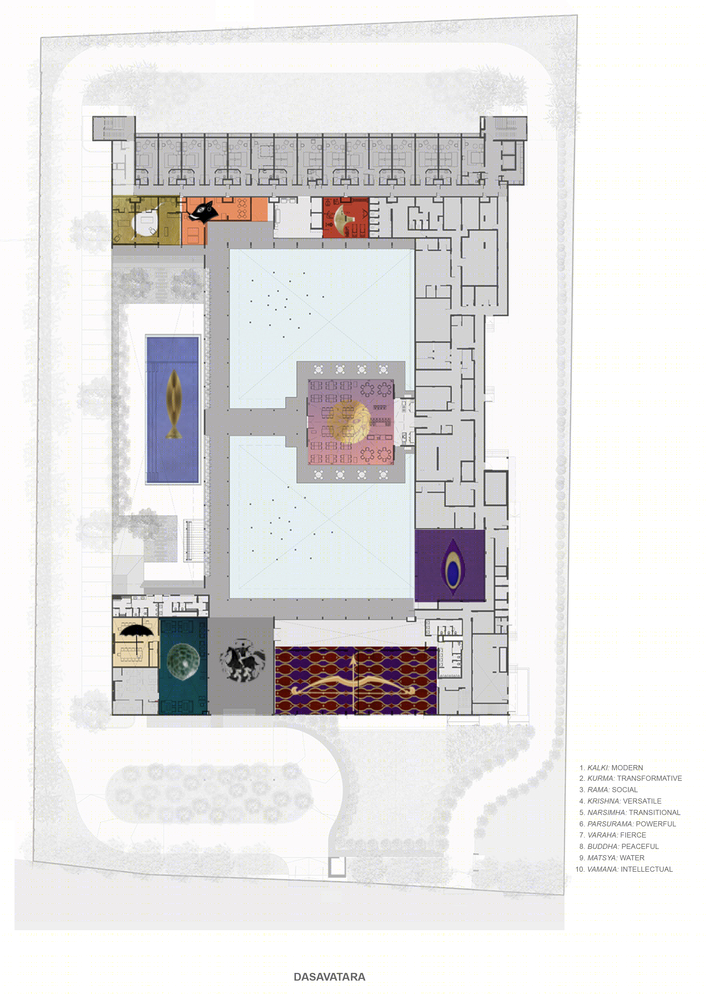 印度 Dasavatara 酒店 | 融入寺庙元素的现代设计-31