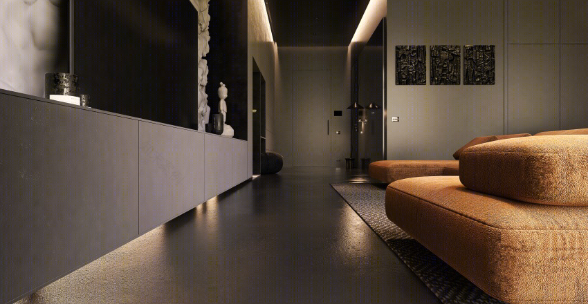 Anastasiya Gushchina丨平层丨Matte black living room-3