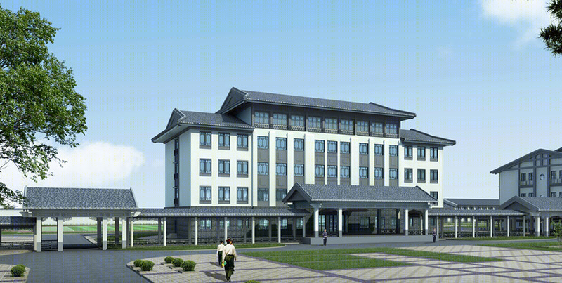 中式风格办公楼建筑外观设计案例效果图-6
