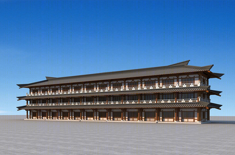 中式风格办公楼建筑外观设计案例效果图-8