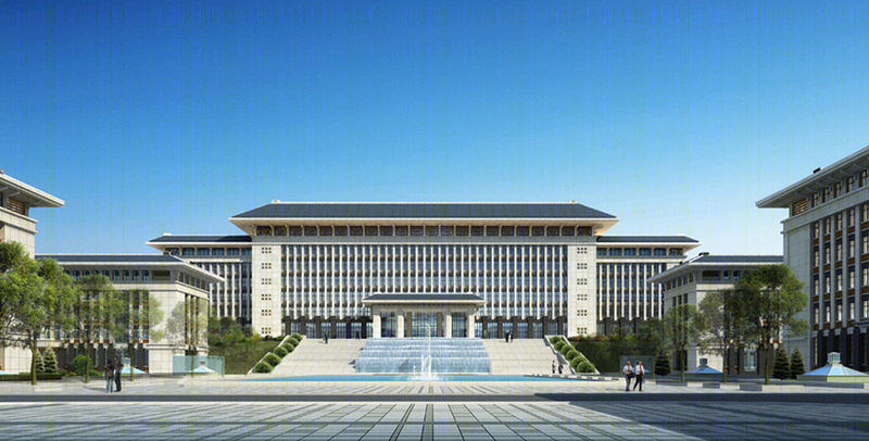 中式风格办公楼建筑外观设计案例效果图-10