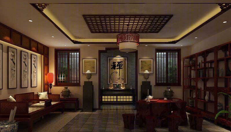 观海别墅中式设计装修-0