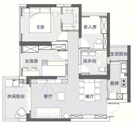 102 平现代轻奢三居室，灰色调与木质家具的完美融合-15