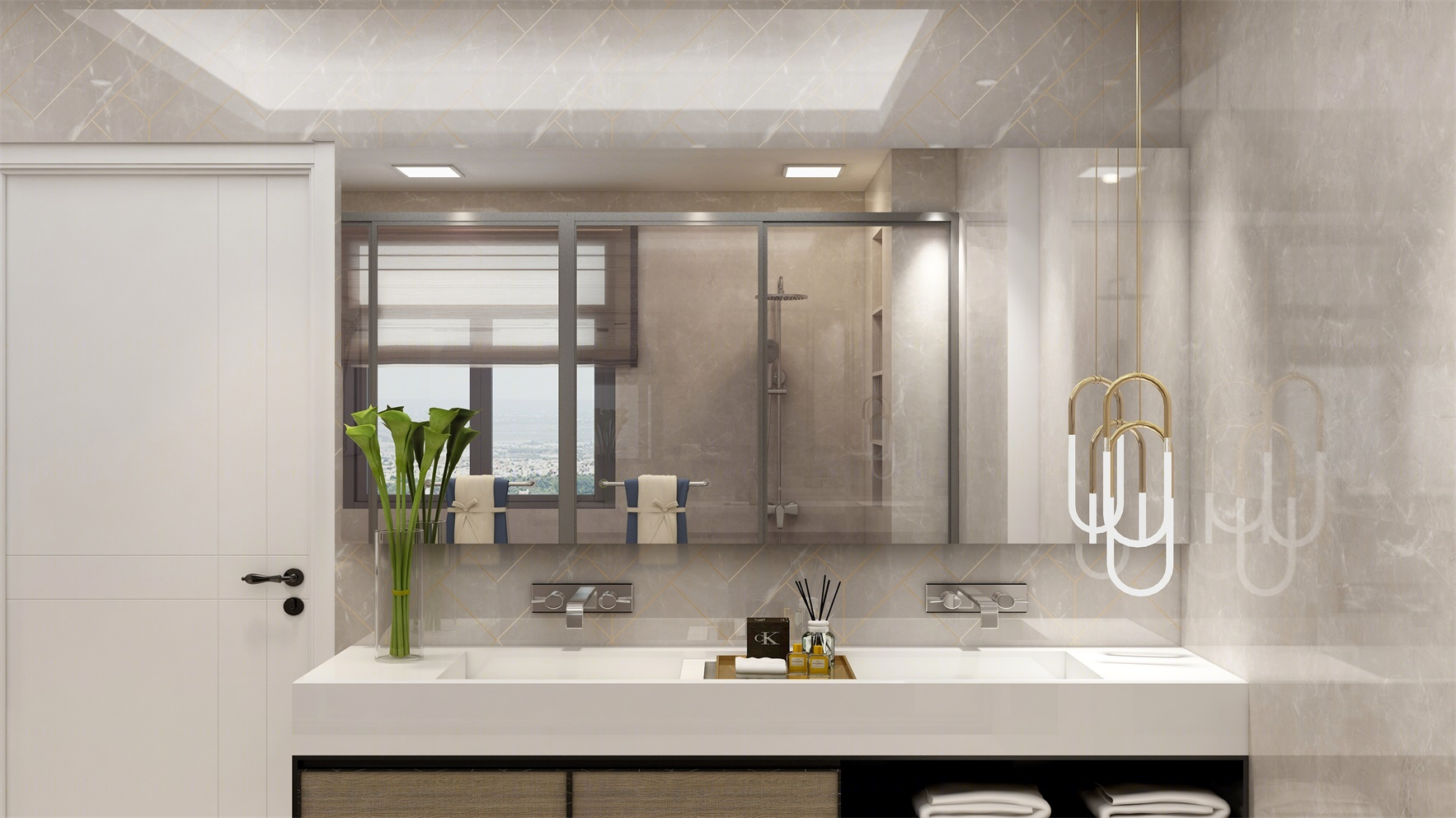 济南大地麗园 150 平现代家居设计，米洛西大理石打造优雅空间-9