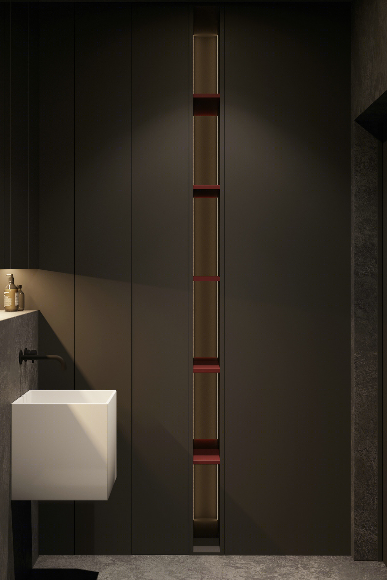 高级黑中一抹红室内设计-16