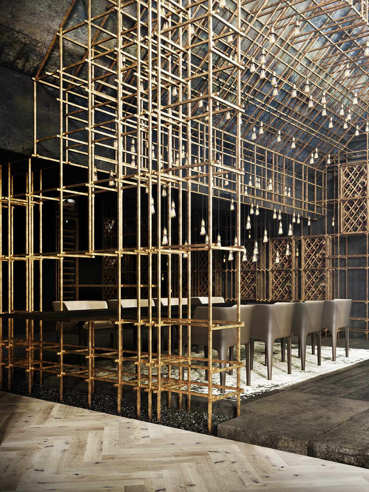 乌克兰华丽工业风餐厅设计-17