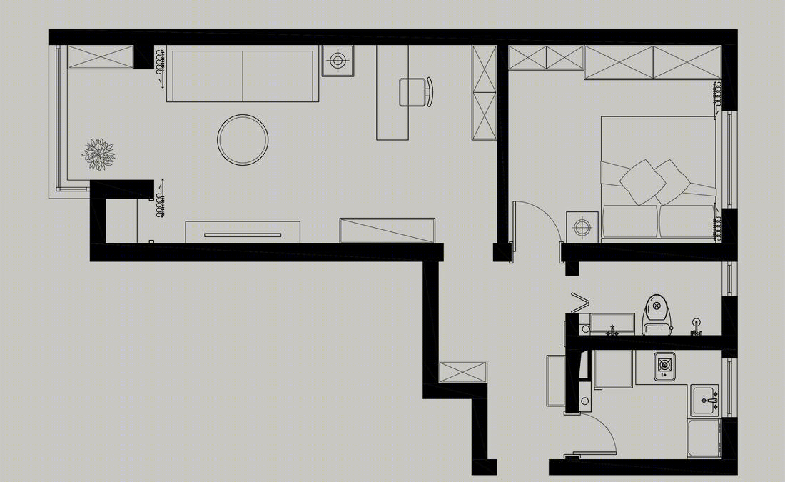 壹目设计 | 小户型公寓的黑白灰时尚布局-36