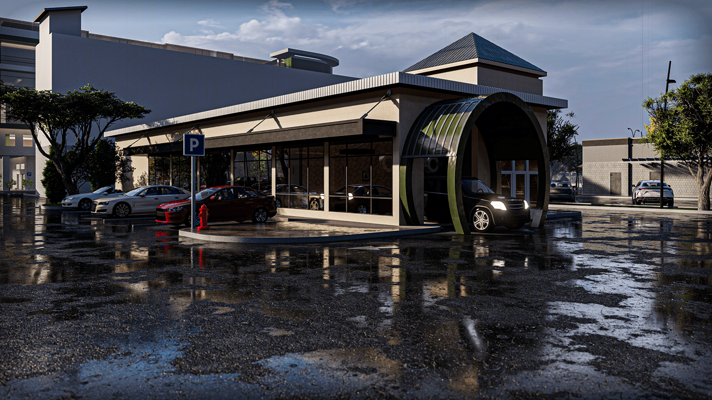 3D VISUALIZATION OF GAS STATION, BUILDING AND CAR WASH-2
