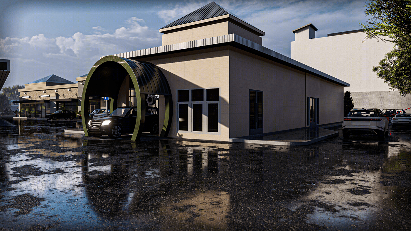 3D VISUALIZATION OF GAS STATION, BUILDING AND CAR WASH-3