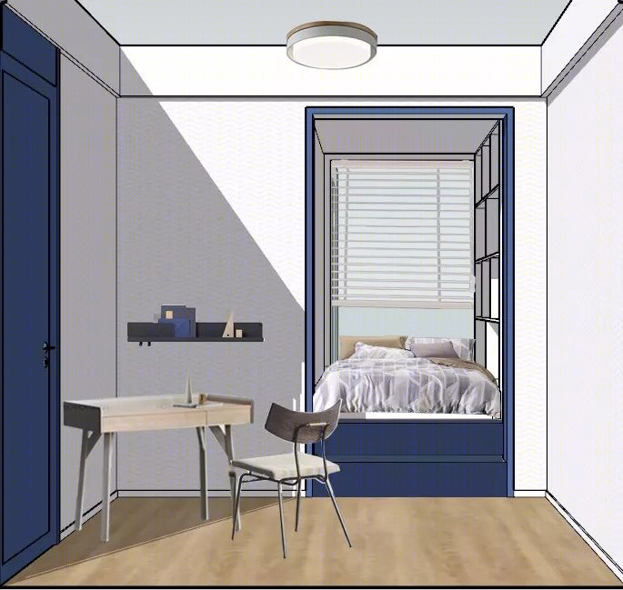 蓝白北欧小屋，小空间大利用-50