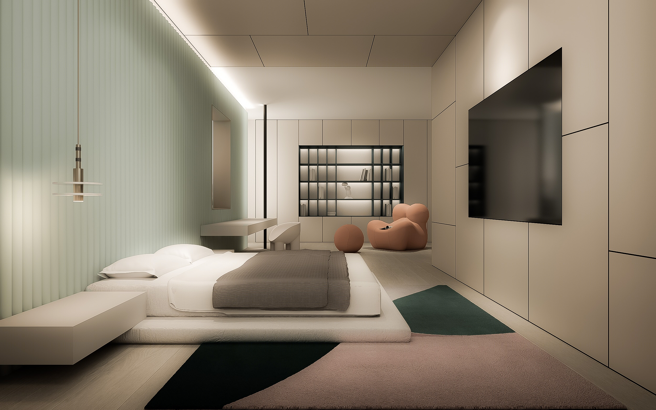 意式极简大平层施工图+高清效果图-2