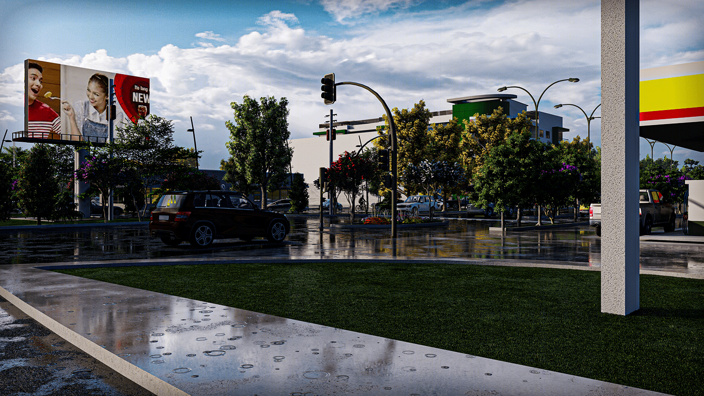 3D VISUALIZATION OF GAS STATION, BUILDING AND CAR WASH-8