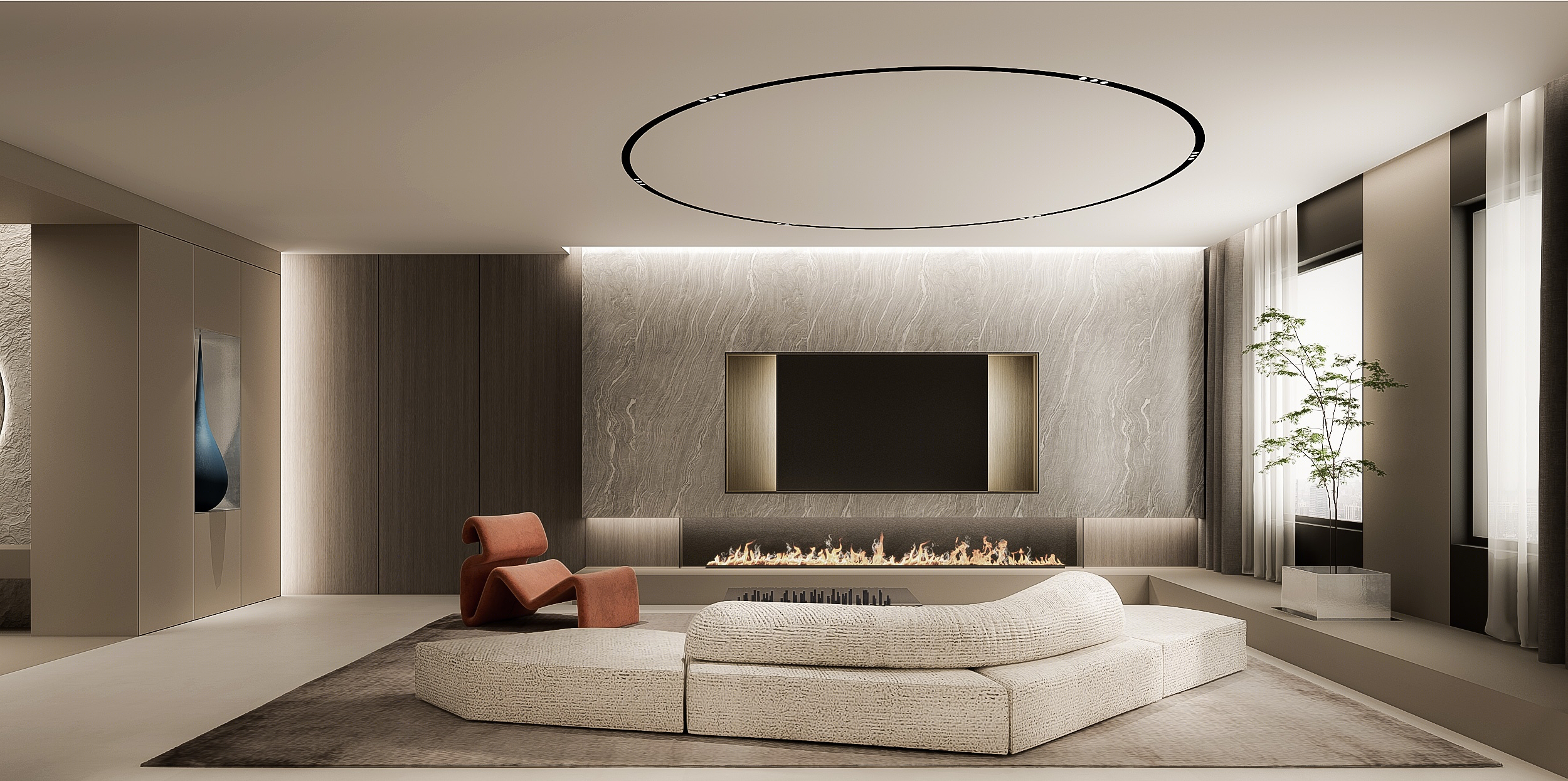 意式极简大平层施工图+高清效果图-4