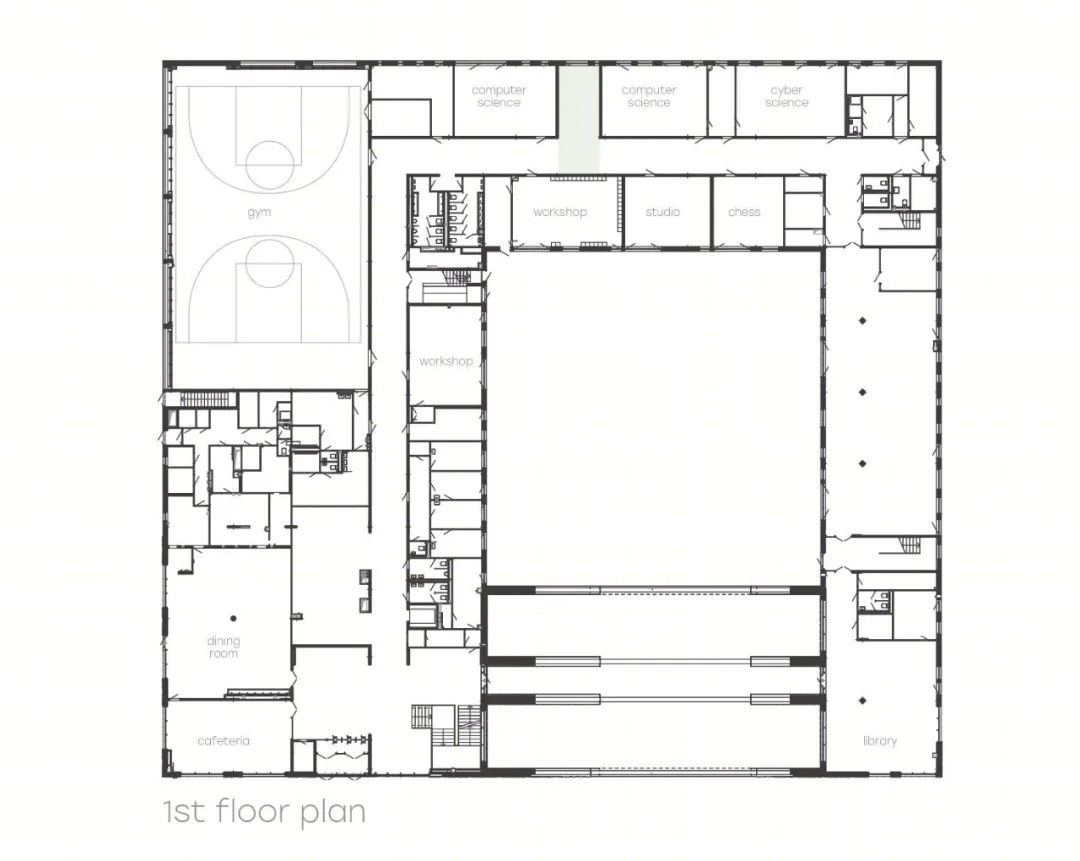 多彩基辅学校体育馆，寓教于乐的空间设计-45