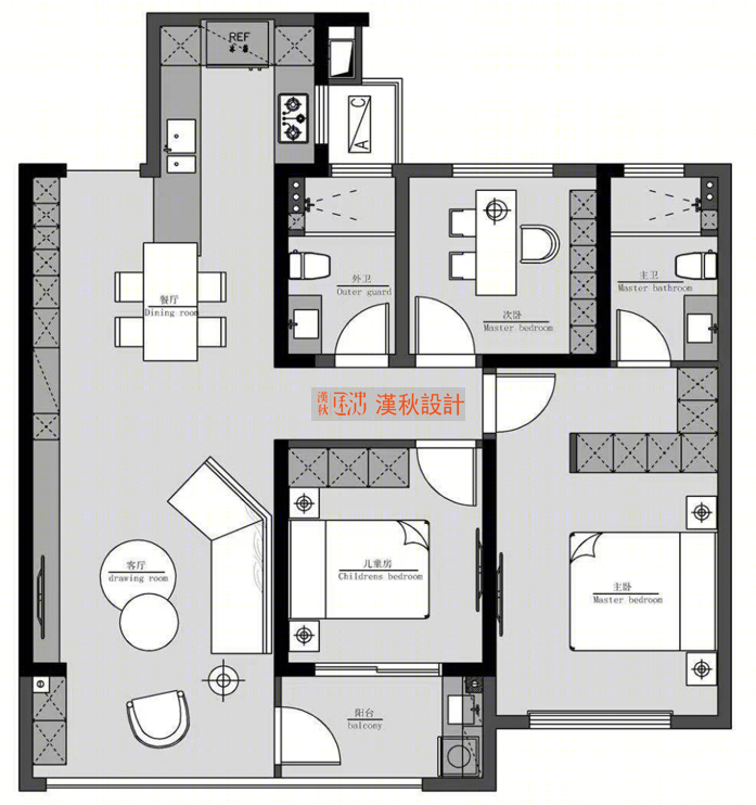 龙湖景粼天著110m²户型设计丨中国常州丨汉秋设计-13